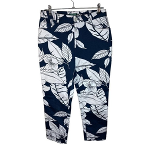 Lauren Ralph Lauren 10P‎ Cropped  Capri Pants Floral Hawaiian Stretch Navy White